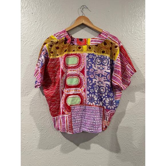 Ivy Jane Tie Front Mixed print Blouse Top Oversized S / M - Picture 5 of 7